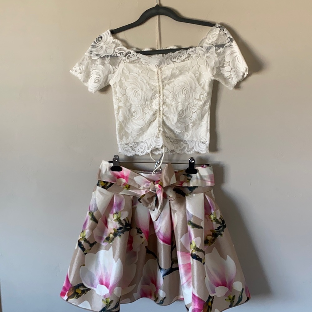 Floral Skirt and lace top from Varga